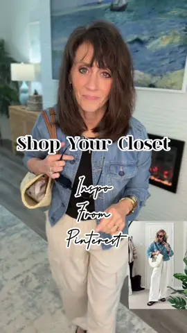 Shopping My Closet 🖤👖🧥 Inspired by a Pinterest fave—classic, effortless, and perfect for spring! I recreated this look with pieces I already had: linen pants, a black tee, and a go-to jean jacket. Proof you don’t always need to buy new to feel fresh ✨ 👉 Like + follow for more outfit inspo and closet styling ideas!#styleover50women #StyleAtAnyAge #over60style #agelessstyle #