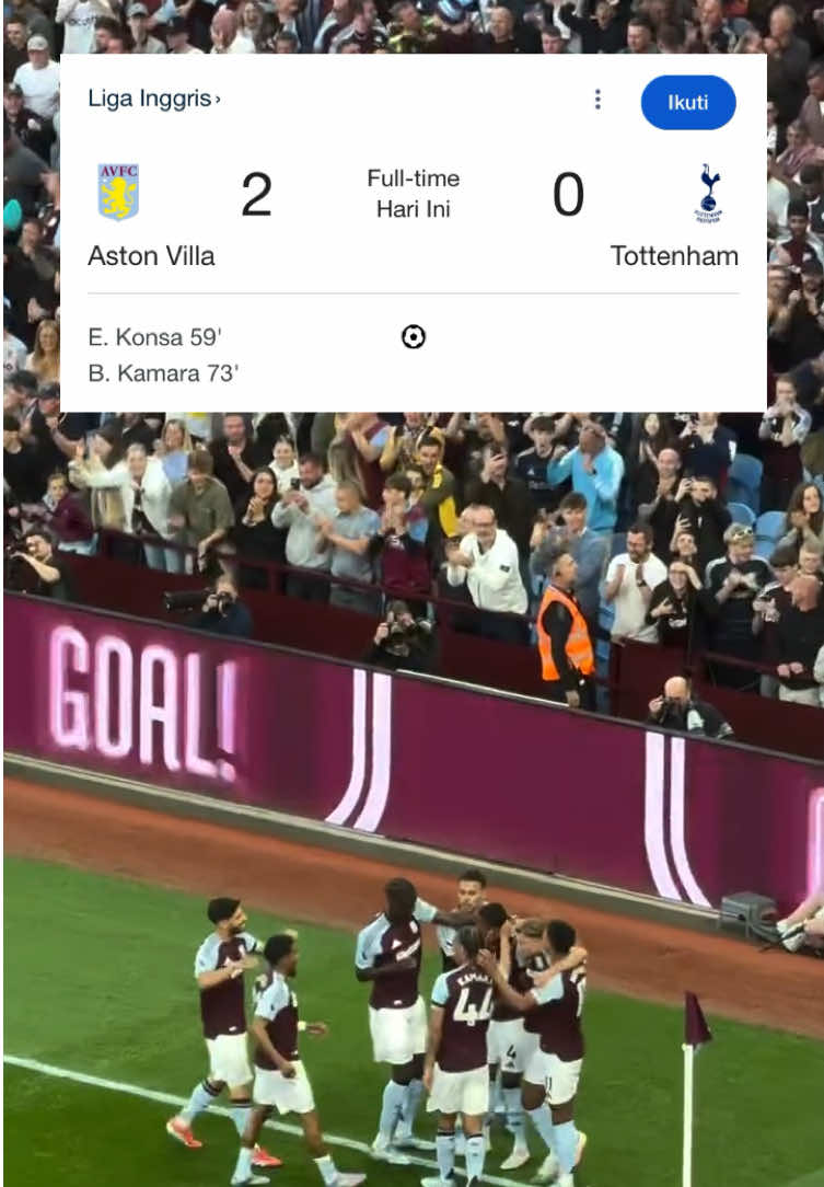 Aston Villa takklukkan Tottenham dengan skor akhir 2-0 di Villa Park. di laga selanjutnya Tottenham akan berhadapan dengan Manchester United di Final Liga Eropa. #astonvilla #villapark #tottenham #tottenhamhotspur #football #fyp #PremierLeague 