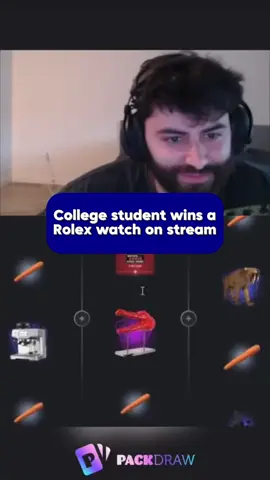 College student wins a Rolex watch on stream #packdraw #kickstreming #kick