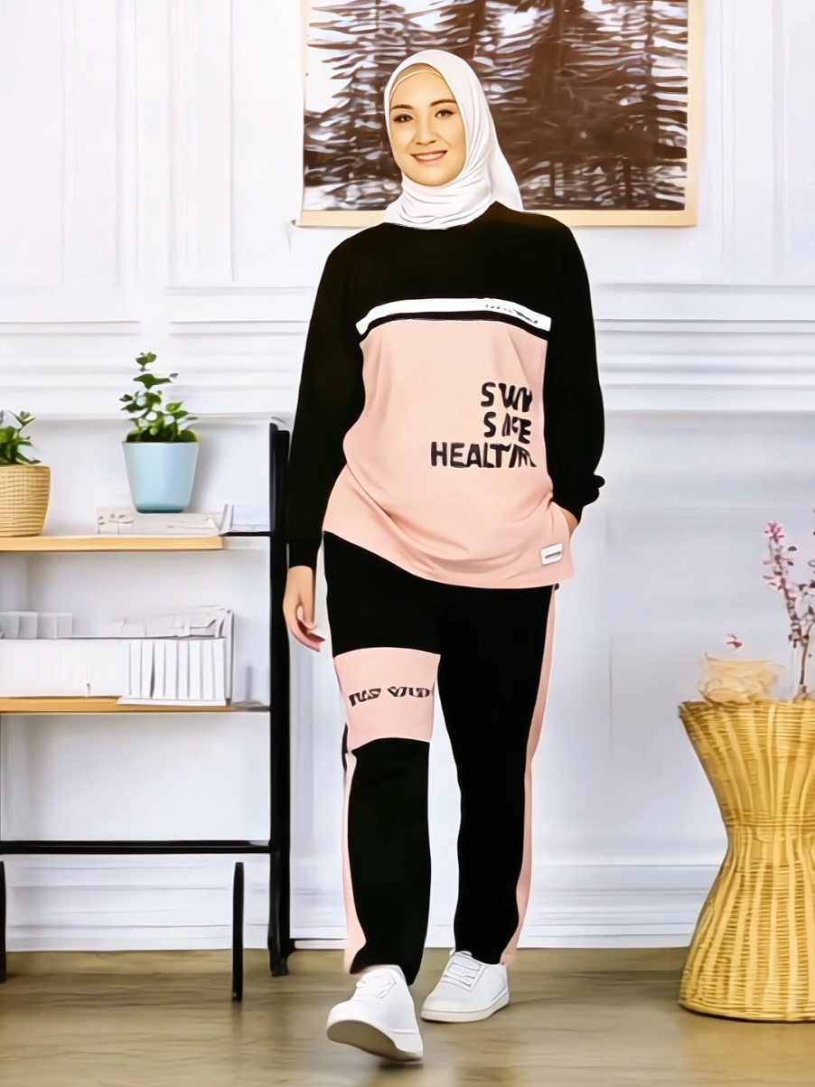 Setelan Olahraga Wanita Jumbo - Baju Olahraga Wanita Muslim- Setelan Gowes Lari Muslim Celana Kaos Sport Atasan Dewasa Panjang #bajuolahraga  #bajuwanita  #setelanwanita 