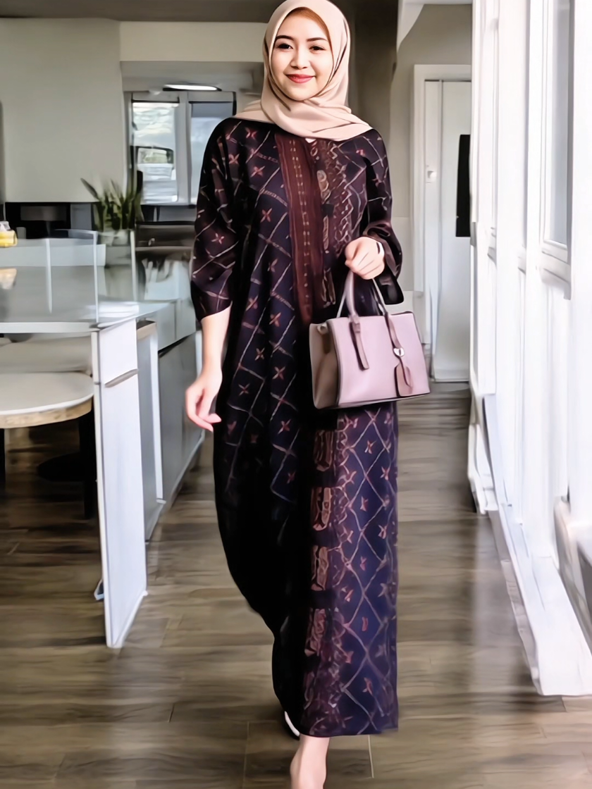 Oneshop Daster Gamis Rayon Motif Lengan 3/4 Dress Wanita #dastergamis  #dressgamis 