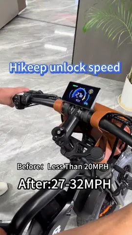 Hikeep ebike unlock speep limit You can try this solution to remove the speed limit: 1. Turn the throttle to the maximum. 2. Hold the brake handle. 3. Turn on the key. 4. Turn on the screen switch and wait for 20 seconds. 5. The speed limit is successfully removed.（27-32MPH） Only for maximum speeds less than 20MPH (D1 DJ6 may not be applicable) Previously: Less than 20MPH Afterwards: 28-32MPH Note: If you cannot turn on the device, please check the battery switch.