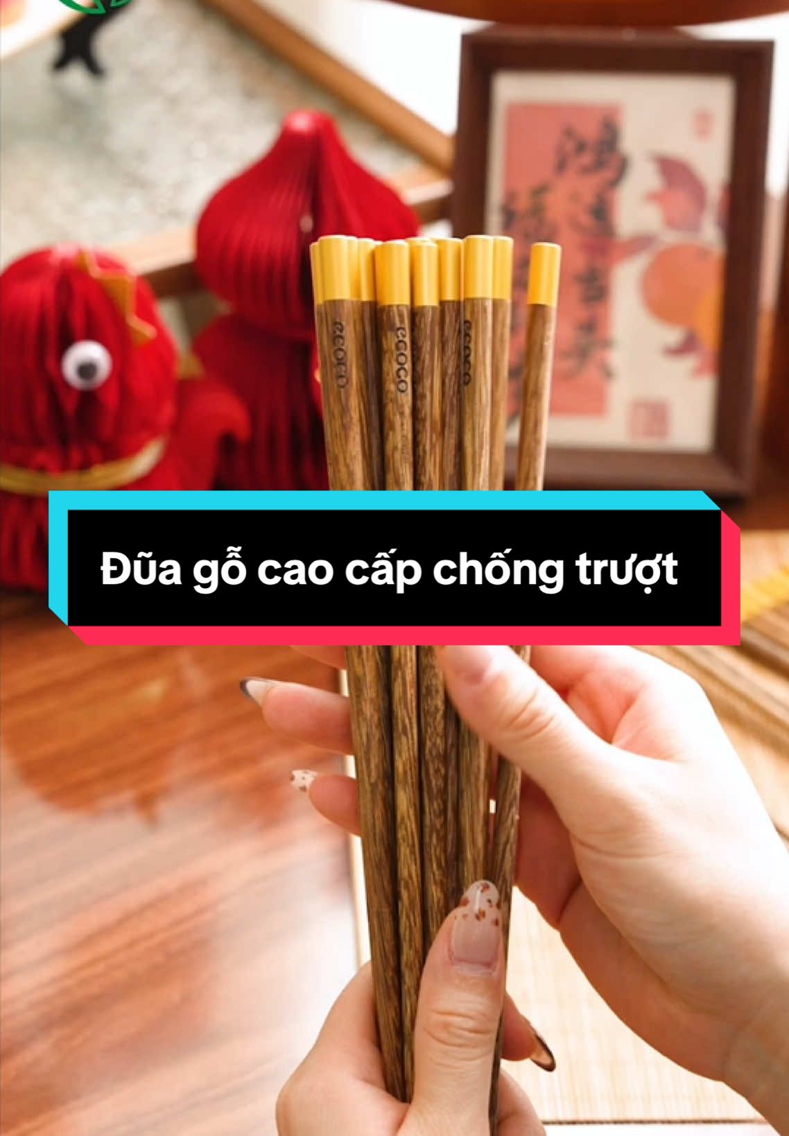 Đũa gỗ cao cấp chống trượt #ecocohome #ecoco #dogiadungtienich 
