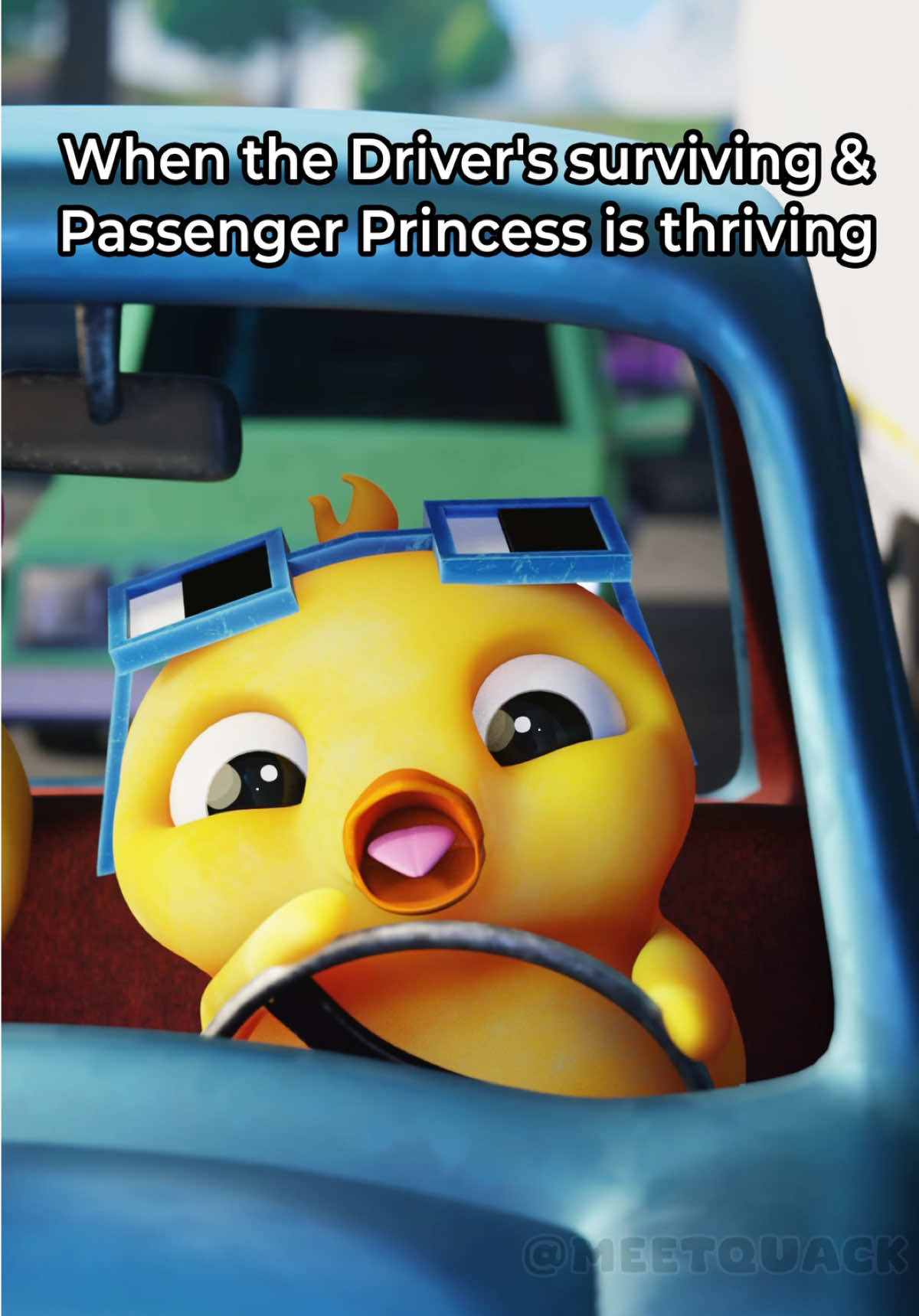 We share the car, not the stress 🤣 #quack #lola #relationships #relatable #meetquack #animation #passengerprincess #funny #fyp 