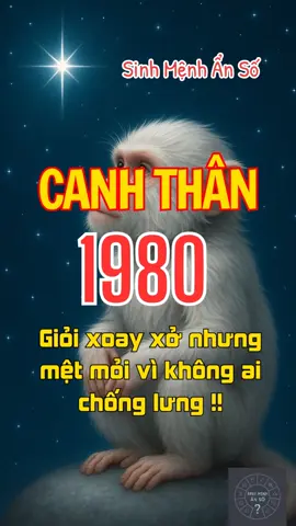 Canh Thân 1980: nhiều lúc cảm thấy mệt mỏi vô cùng mà tìm không thấy điểm tựa?? #sinhmenhanso #lifecode #vanmenh #tuvi12congiap #tuvi #canhthan1980 