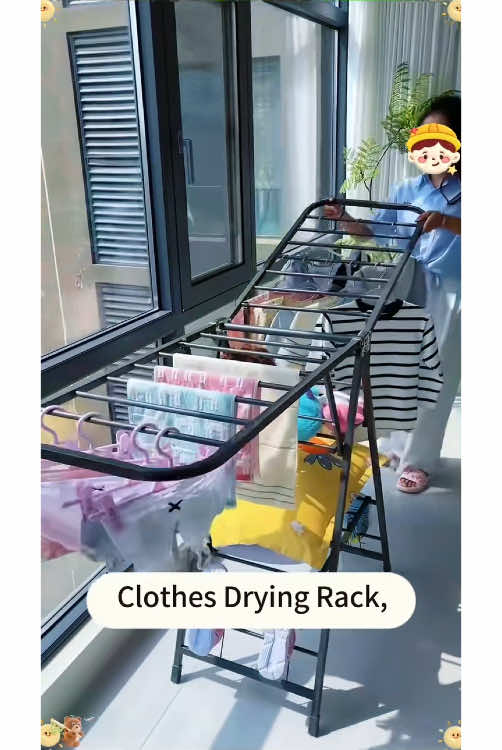 I just found the perfect drying rack! It's foldable, space-saving, and perfect for indoor or outdoor use. Made of sturdy metal with gullwing design, it fits bed linens and clothes. Available in black, white, and gray. Get yours for a tidy home! #LaundryLife #HomeOrganization