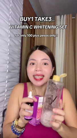 Vitamin C whitening set.May 1 bottle of VC TONER KANA MAY 2 niacinamide serum ka pa!! #whiteningset#vitamincwhiteningset#vitaminc#niacinamideserum#healthierskin#fyp
