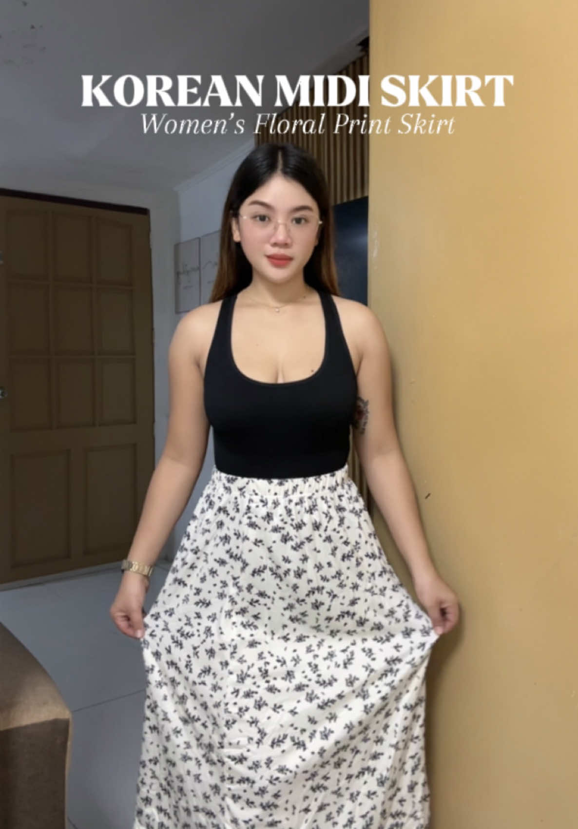 Stretchable & pure cotton korean midi skirt. Ang ganda so much😊 #skirt #midiskirt #printed 