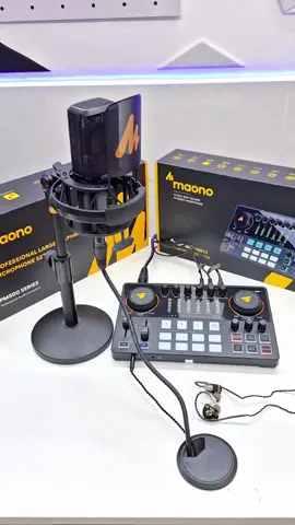 combo maono thu âm podcast và hát livestream tiktok gồm micro pm500t, soundcard ame2 và tai nghe qkz63 pro #viral #xuhuong #microthuam #thongaudio #tainghe #soundcard #fyp #livestream 
