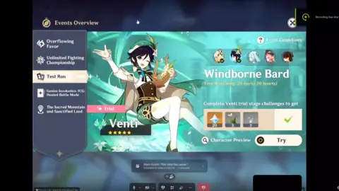Heres a little best of venti pulls! the full recording is a 22 Minute Video if yall want the full pulls lmk as ill have to cut it :3 -🍃🪽 (quality/format is bad due to the recording being a recording off the discord livestream im sorry...hoping tt wont butcher it even more.) #genshin #genshinimpact33 #GenshinImpact #fyp #fyppp #venti #xilonen #gacha #natlan #mondstadt #discord