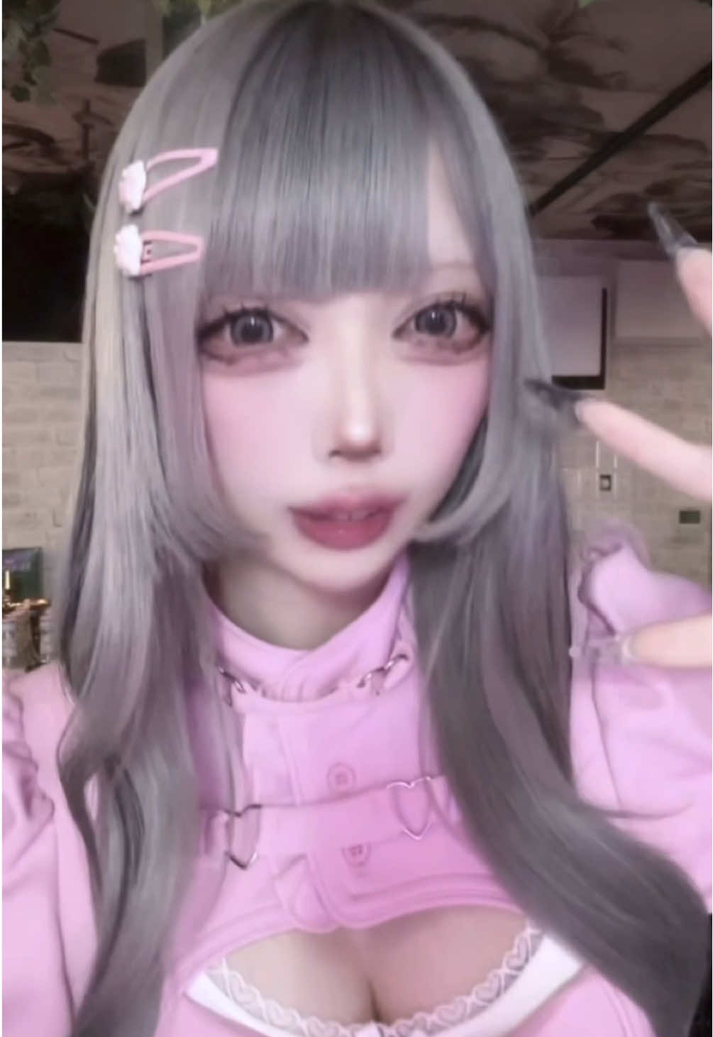 ピンク衣装でピンクメイク🎀 #04 #コンカフェ #fyp #おすすめ #fypシ #自撮り界隈 #ピンクメイク #カラコン 