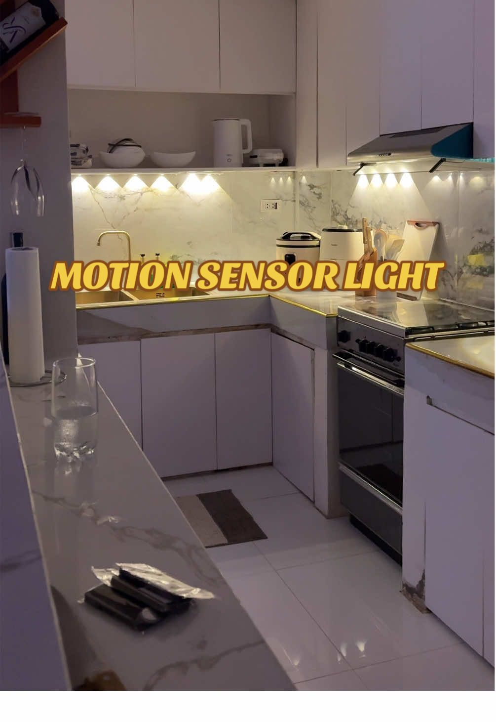 No more fumbling in the dark. These sensor lights are a game changer. #motionsensorlights #cabinetlightssensor #kitchenlightsensor #sensorlights 