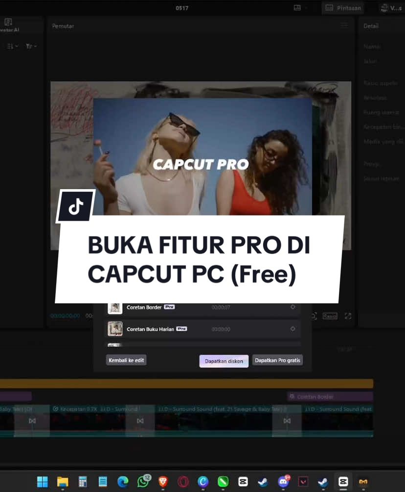 Trik pakai fitur-fitur PRO di capcut PC tanpa harus berlangganan. Alias free! Ga perlu download apapun-ga perlu download bajakan juga! Tonton videonya sampe habis biar tau caranya. #CapCut 