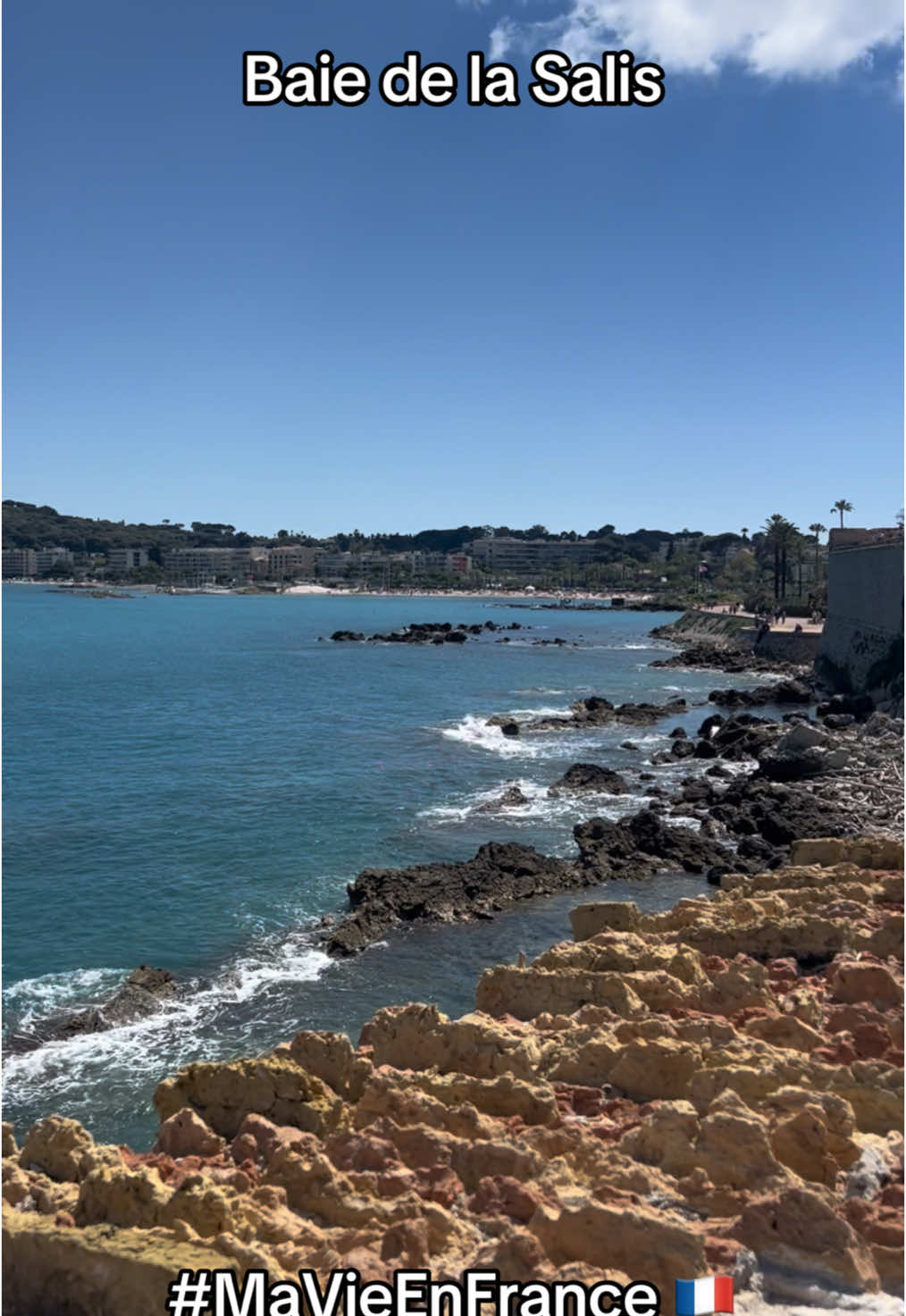 Baie de la Salis is special for its calm, crystal-clear waters, stunning views of Cap d’Antibes, and the perfect blend of local charm and Riviera elegance — all just steps from Antibes Old Town.                                     #cotedazur #frenchriviera #antibes #secretbeach #beachlife #travelinspo #salis #frenchfriesandelephants 