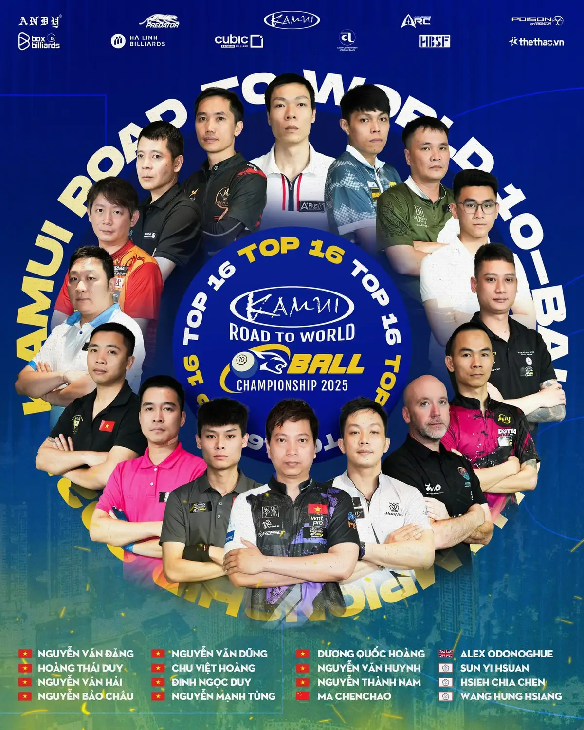 TOP 16 VÒNG LOẠI 2 - KAMUI ROAD TO WORLD 10-BALL CHAMPIONSHIP 2025 ĐÃ LỘ DIỆN!!! 🇻🇳 Dương Quốc Hoàng 🇻🇳 Nguyễn Văn Đăng 🇻🇳 Hoàng Thái Duy 🇻🇳 Nguyễn Văn Hải 🇻🇳 Nguyễn Bảo Châu 🇻🇳 Nguyễn Văn Dũng 🇻🇳 Chu Việt Hoàng 🇻🇳 Đinh Ngọc Duy 🇻🇳 Nguyễn Mạnh Tùng 🇻🇳 Nguyễn Văn Huynh 🇻🇳 Nguyễn Thành Nam 🇨🇳 Ma Chenchao 🇬🇧 Alex Odonoghue 🇹🇼 Sun Yi Hsuan 🇹🇼 Hsieh Chia Chen 🇹🇼 Wang Hung Hsiang #World10BallChampionship2025 #10ball #billiards #duongquochoang #hoangsao #viral #trending #xh #xuhuong 