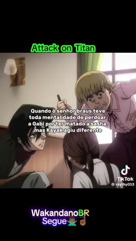 É dever dos adultos, mostrar às crianças o caminho a seguir, dar o exemplo, e tirar as crianças da floresta, o ciclo da violência não tem fim. Depois de tudo que o Eren fez, o mundo continuou regredir a violência.  #AttackOnTitan #sasha #mikasa #erenjaeger #anime #wakandanobr 