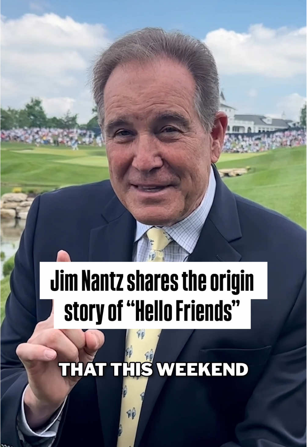 Twenty-three years ago, Jim Nantz debuted his iconic phrase “Hello Friends” at the PGA Championship; a tradition that lives on in memory of his father. ❤️ #jimnantz #hellofriends #golf #pgachamp 