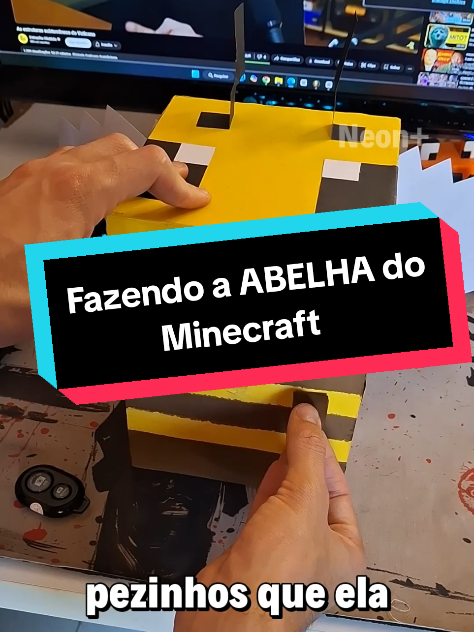 Fazendo a ABELHA do Minecraft #quarto #neon #tech #comofazer #DIY #vidareal #irl 