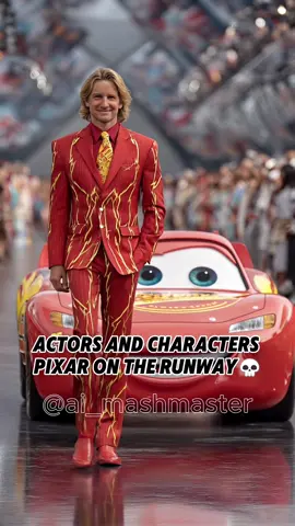 ACTORS AND CHARACTERS PIXAR ON THE RUNWAY 💀  #aiart #actors #aigenerated #america 