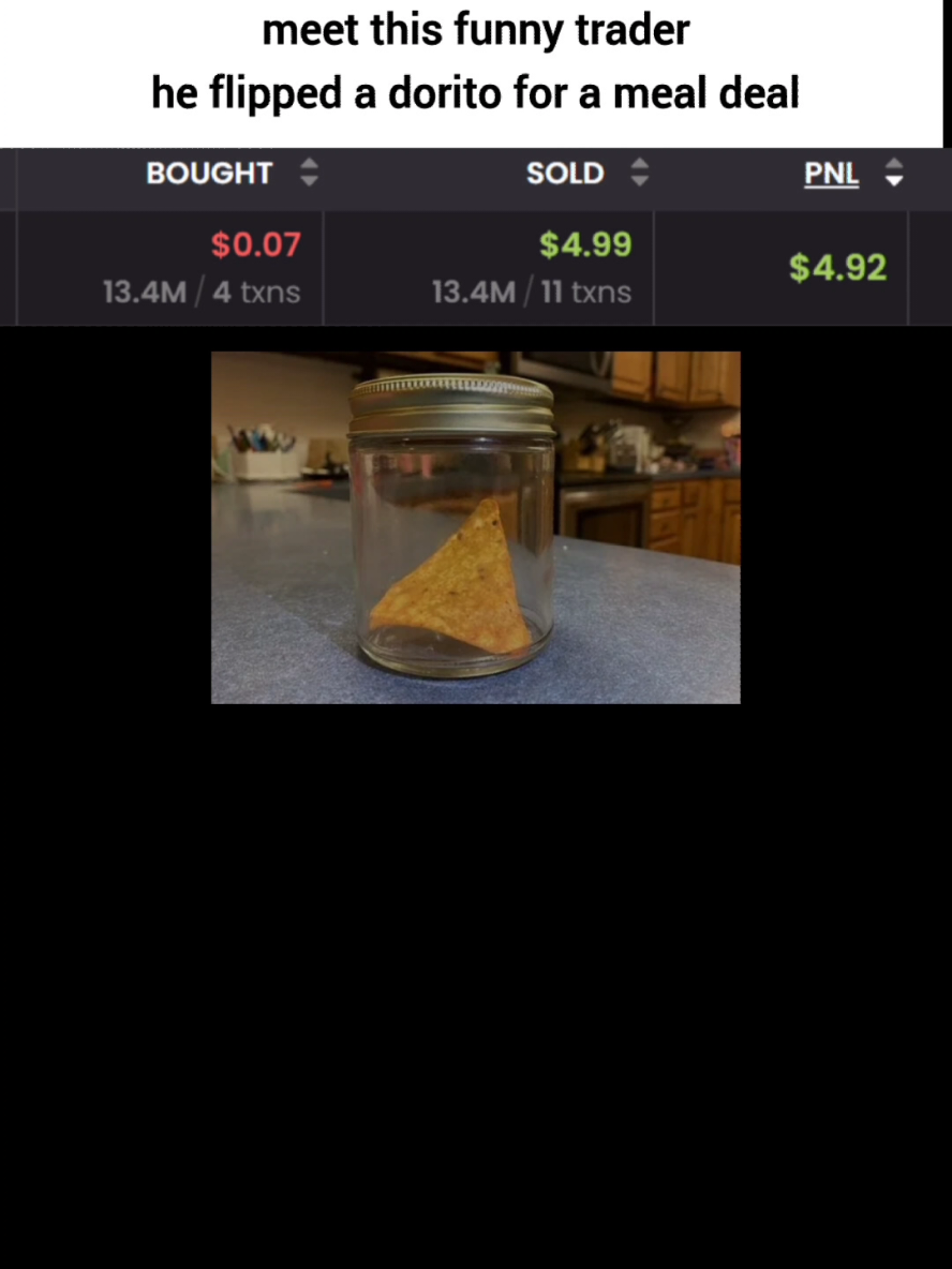 guess bro was feeling a bit peckish fr 😂 this trader flipped his final crisp into a tesco meal deal on memecoins. #fyp #funnytiktok #memestiktok #tradingmemes #cryptomemes #viralvideos #funny #memes #foodmemes #dorito #mealdeal #w #😂😂😂 