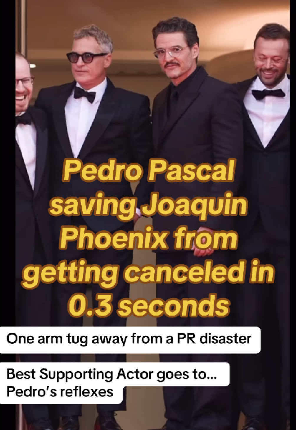 #PedroPascal #JoaquinPhoenix #AwardShowDrama #AlmostCancelled #PedroTheProtector #PRNightmareAverted #CelebrityMoments #RedCarpetTea 