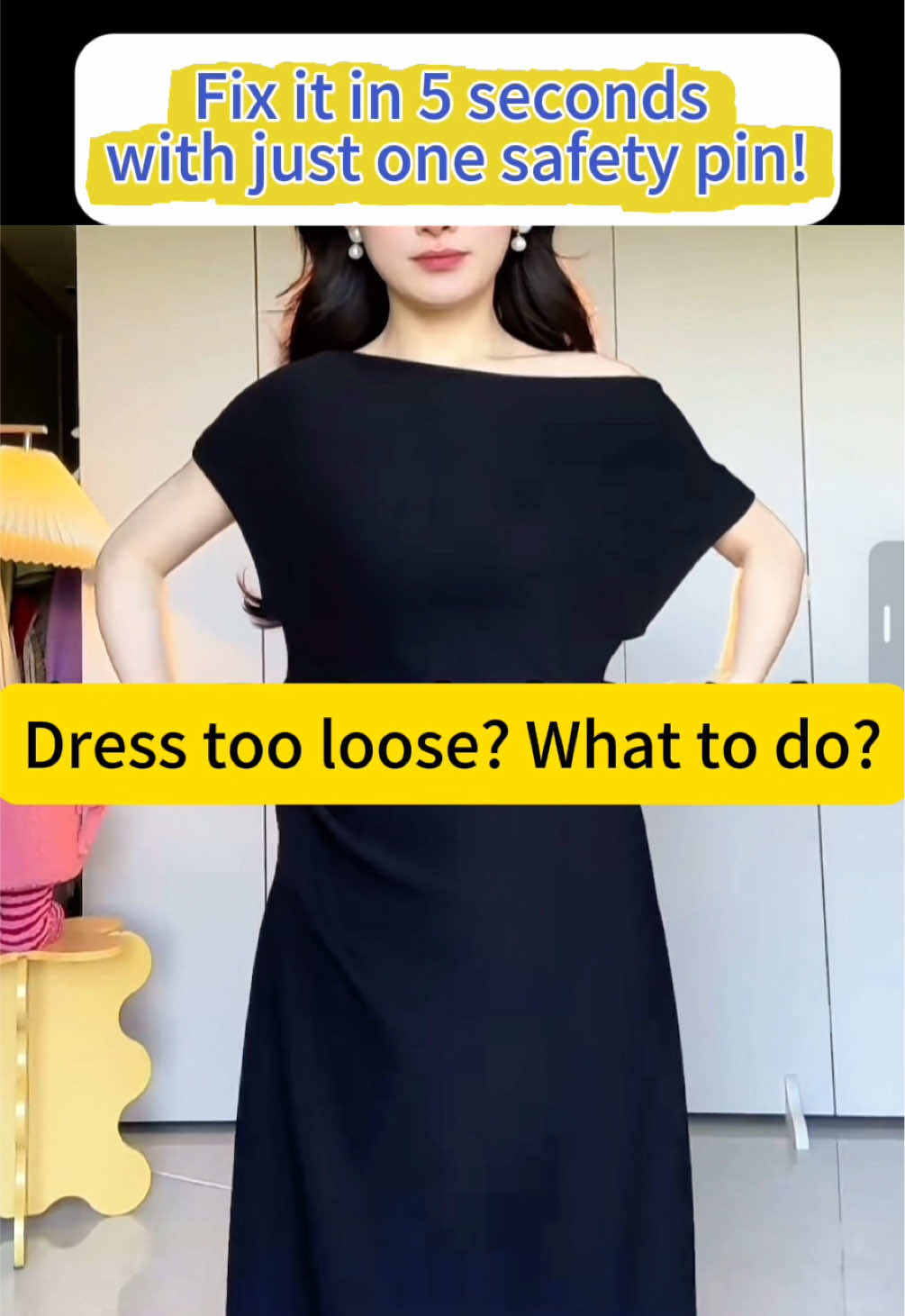Dress Too Loose? Try This Hack! One Safety Pin, Fixed in 5 Seconds! #shorts #fashion #stylehacks #OOTD #grwm