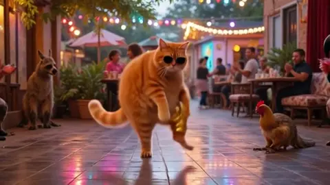 I don’t even know if he’s dancing or fighting ☹️☹️😂😂😂#orange #orangecat #ai #aidance #catkingdom 
