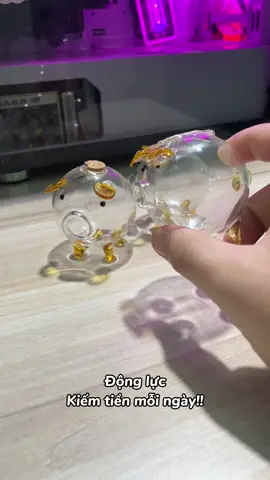 Heo thuỷ tinh mini tiết kiệm vàng #heothuytinh #heominidungvang #heotietkiem #xunghuong 