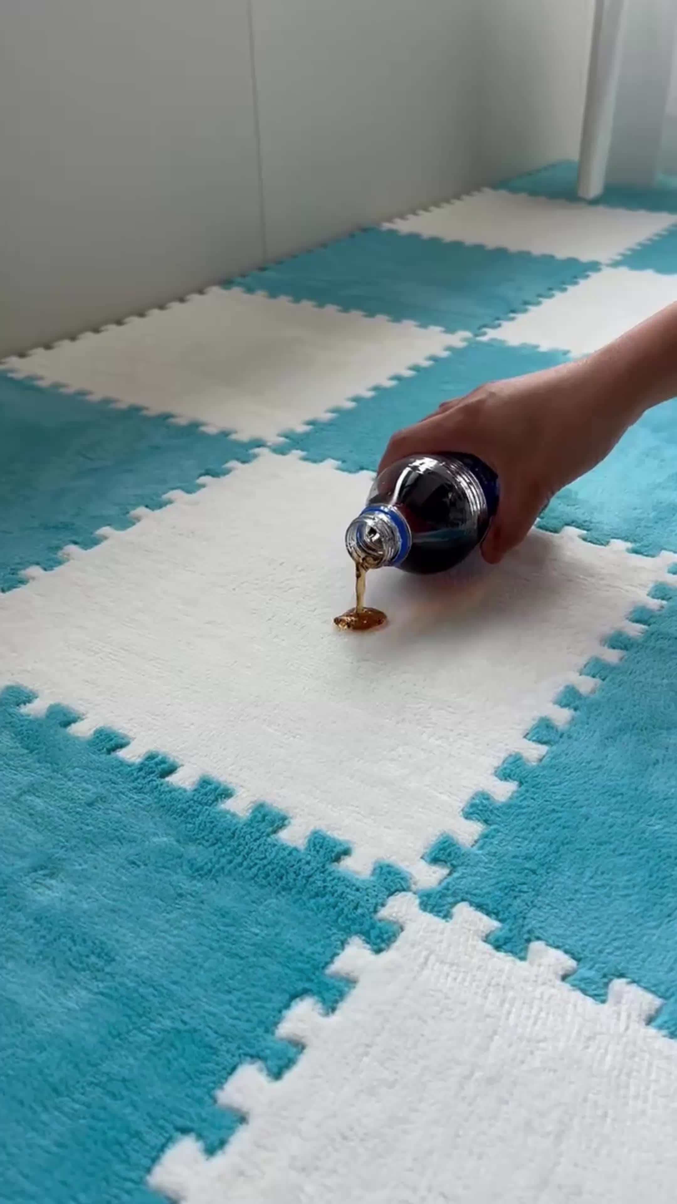 40pcs Washable Fleece Interlocking Carpet Tiles - Solid Color, Low Pile, Machine Made for Bedroom, Indoor Use - Perfect for Christmas, Halloween, Easter