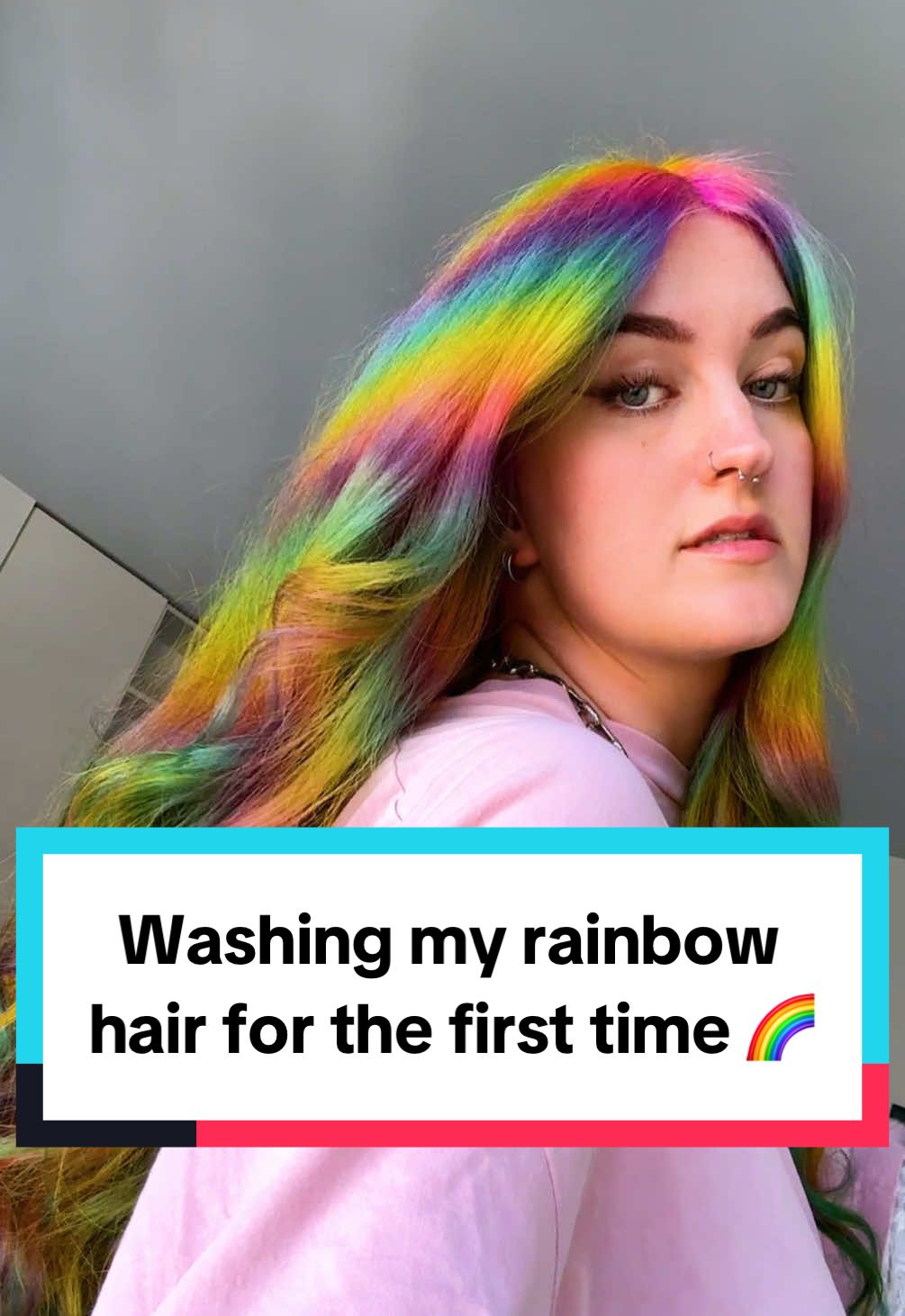 Let’s see how my rainbow hair will fade after the first hairwash! 🌈 #hairtransformation #rainbowhair #eurovision2025 
