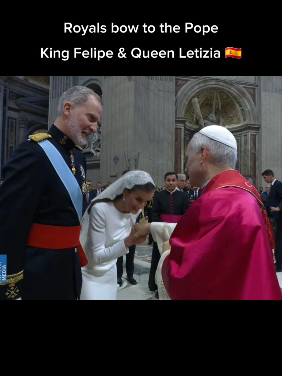 Royals bow to Pope Leo XIV #popeleoxiv #popeleo #papaleon #papstleo #bow #curtsy #romancatholic #catholic #vatican #royalfamily #queenletizia #kingfelipe #queenmaxima #princesscharlene #fyp #parati #pourtoi 