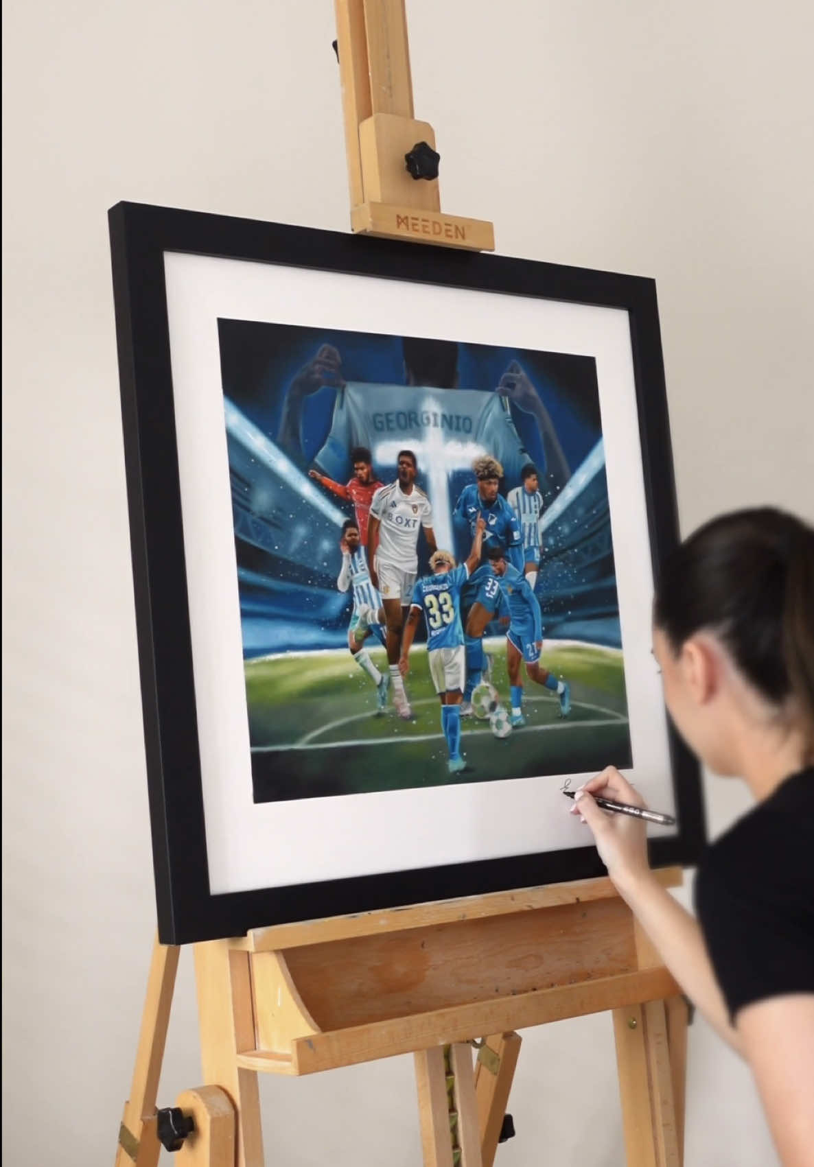 Adding in the finishing touches for Georginio Rutter’s painting - for all enquiries email - info@epstudio.co.uk #artistdiary #dayinthelifeartist #footballerpainting #footballart #art #oilpainting #brightonfc @Brighton & Hove Albion FC 