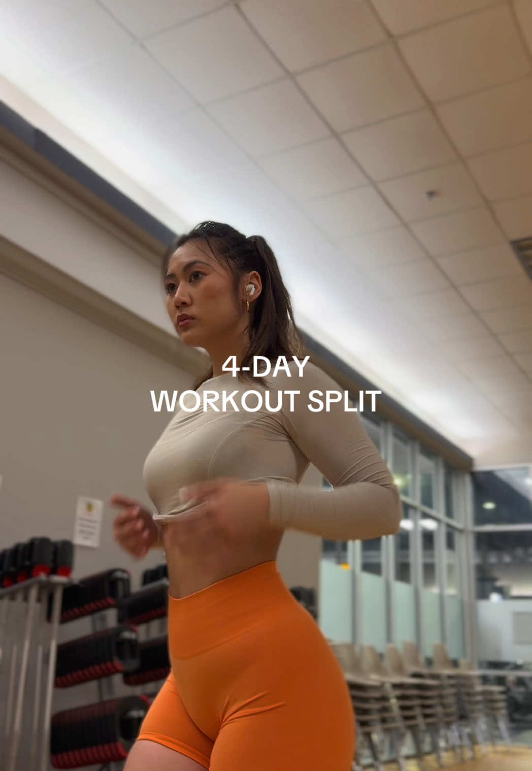 an example of a 4-day workout split for anyone who wants to get started in the gym or just wants to switch it up ❤️‍🔥 staying with a good plan for 4-6 weeks will get you farther than just going to the gym and doing different things each time. if you don’t have consistency in the things you do, you cannot track your progress! as far as reps and sets go, I would start all exercises with 3 sets of 10 reps!  remember that your fitness journey is your OWN! so whether your Day 1 starts on a Monday or your Day 1 starts on a Friday— it doesn’t matter! life happens and things change. there were times in my life where I could easily go to the gym M-F, and then there were times where I had to switch it up and go Th-M. some weeks, I go M&T, rest W, go Th&F. fitness should be working into your life, not taking over your life! so work those rest days in to wherever you need them, whether it’s between day 2 & 3, or day 1 & 2! there are no real rules to your fitness schedule— remember you have free will ✨ best of luck my girlies ✨🤍 always rooting for you! (so don’t disappoint me 😌) #gym #gymtips #gymadvice #gymgirls #workoutsplit #workouts #beginnergymtips 