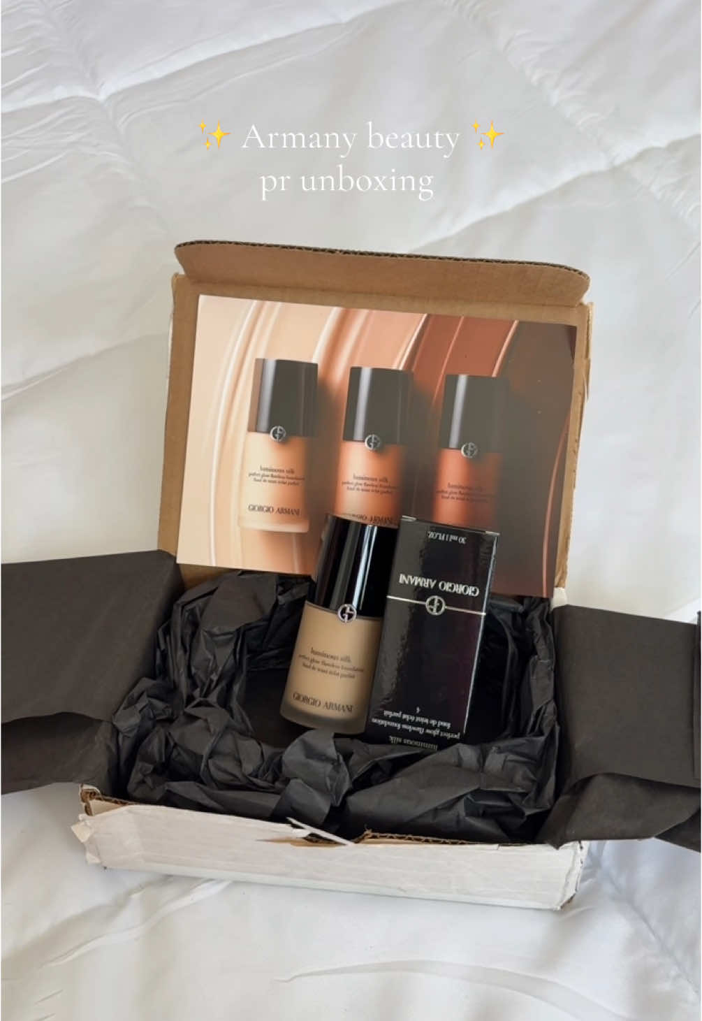 I've heard amazing things about this foundation, and I can't wait to try it. thank you!! @Armani beauty 💗 #prunboxing #prpackage #pr #unboxing #unboxingvideo 