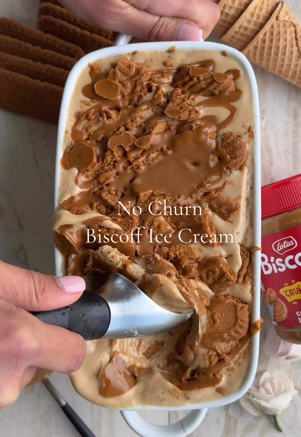 No Churn Biscoff Ice Cream #icecream #biscoff #fooddolls 