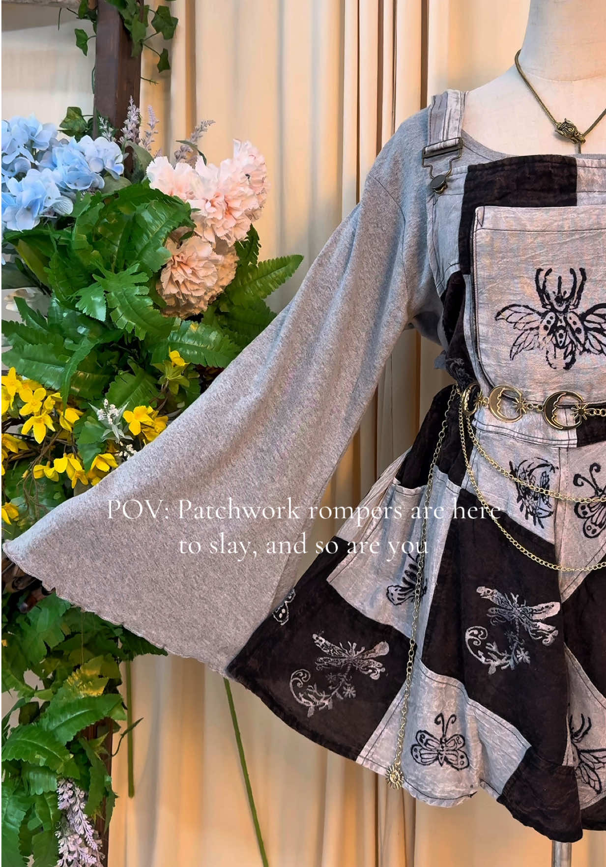 POV: Patchwork rompers are here to slay, and so are you #patchwork #rompers #flowy #wideleg #summervibes #outfitinsp #hippievibes #karmanepalcrafts 