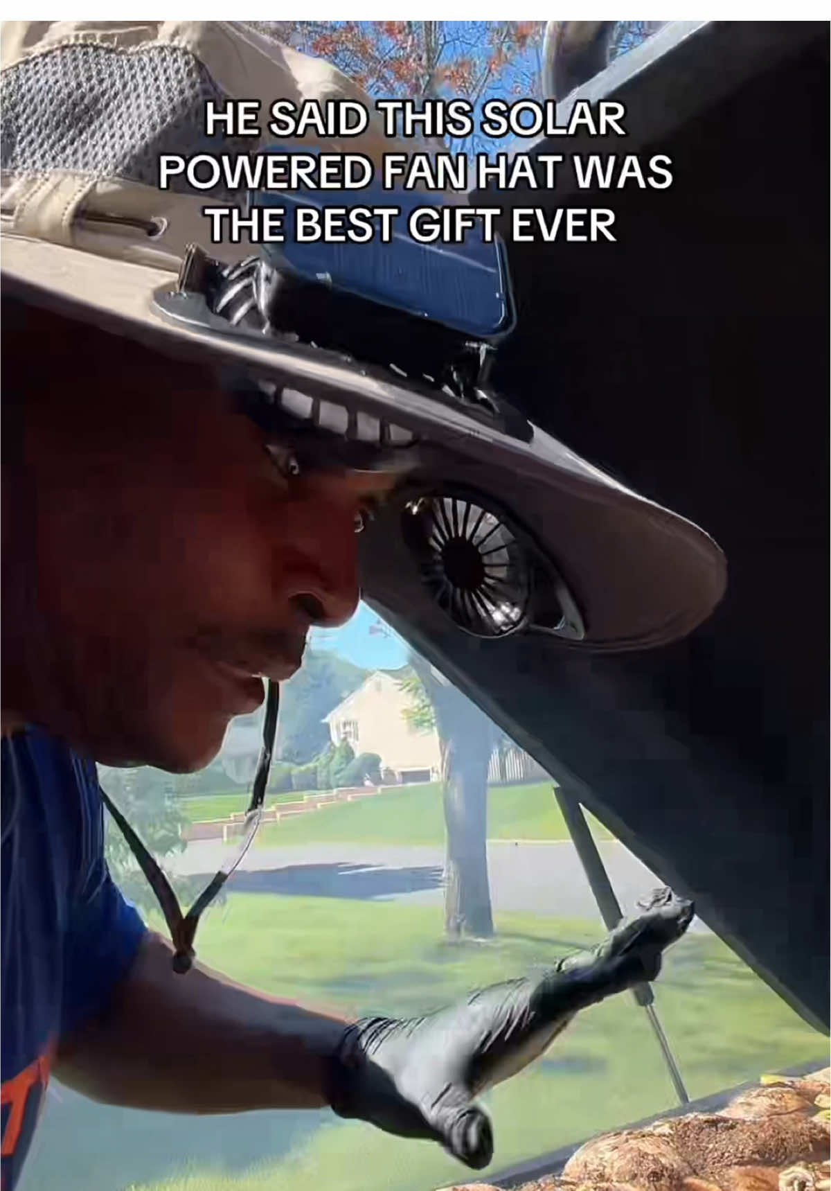 Replying to @Madame Ryee ⚰️🔮✨ @Mark Baker803 Two things he loves the knicks and this hat!   even when it’s not that hot out he’s still using it to keep the smoke away #fyp #solarpoweredhat #hatwithfan #yardwork #coolinghat #grilling #hotday #solarpoweredfanhat #tiktokshopmemorialday #tiktokshopcreatorpicks #knicks #nyc 