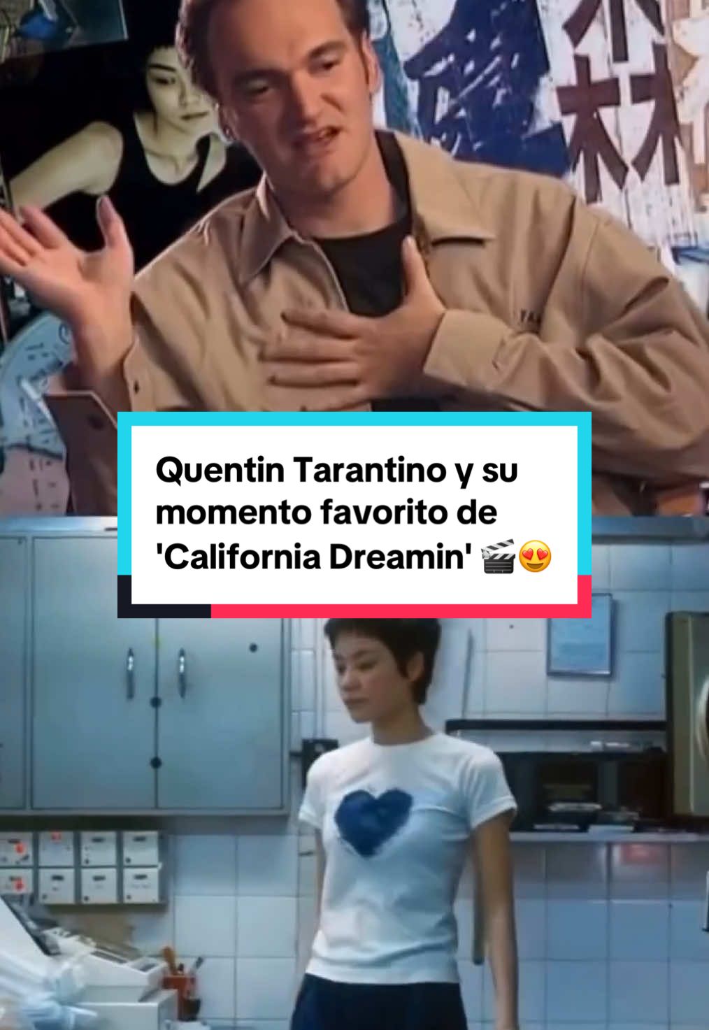 Quentin Tarantino sobre uno de los momentos más mágicos de 'California Dreamin’', en el que Faye Wong baila sola en un antro de comida rápida, como si nadie la estuviera mirando: 