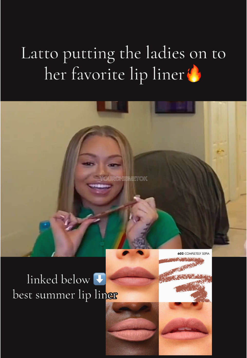 love me some completely sepia 🎀  - - #tiktokshop #latto #latto777 #tylilshow #lipliner #lipcombo #makeupforever #makeup #summerlipcombo #completelysepia #streaming #fyp #wotion #fypシ #chisme #ad #blowthisup #lippies #bestlipcombo #ad #latto777tour #biglatto 