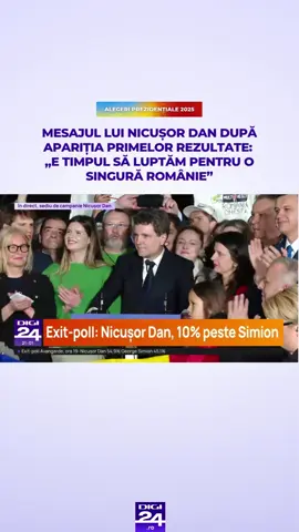 Candidatul independent Nicușor Dan, care, potrivit primelor rezultate exit-poll publicate la ora 21:00, conduce cursa pentru Palatul Cotroceni, a transmis că scrutinul din 18 mai a fost câștigat de „o comunitate de români care vrea schimbarea profundă a României”. Acesta a avut un mesaj și pentru susținătorii candidatului AUR, George Simion. #digi24 #alegeriprezidentiale #alegeriprezidentiale2025 #stiriledigi24 #georgesimion #nicusordan