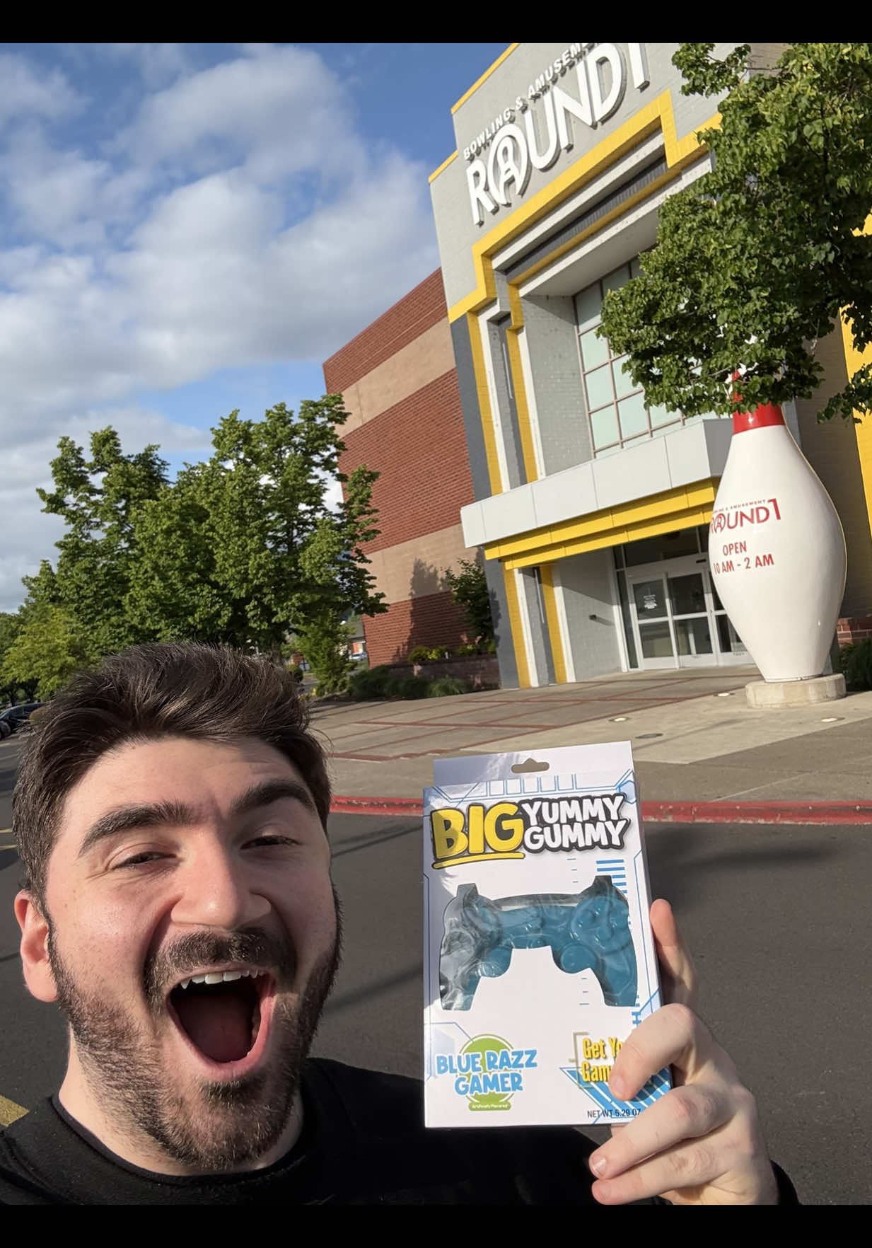 Day 1 sucking the giant controller gummy 