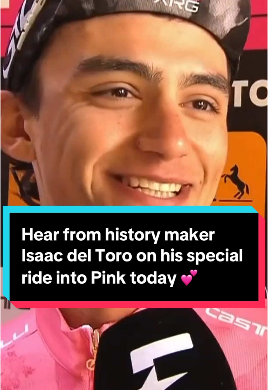 “I thought Egan Bernal was Juan Ayuso!” Hear from history maker Isaac del Toro on his special ride into Pink today 💕 #cycling #roadcycling 