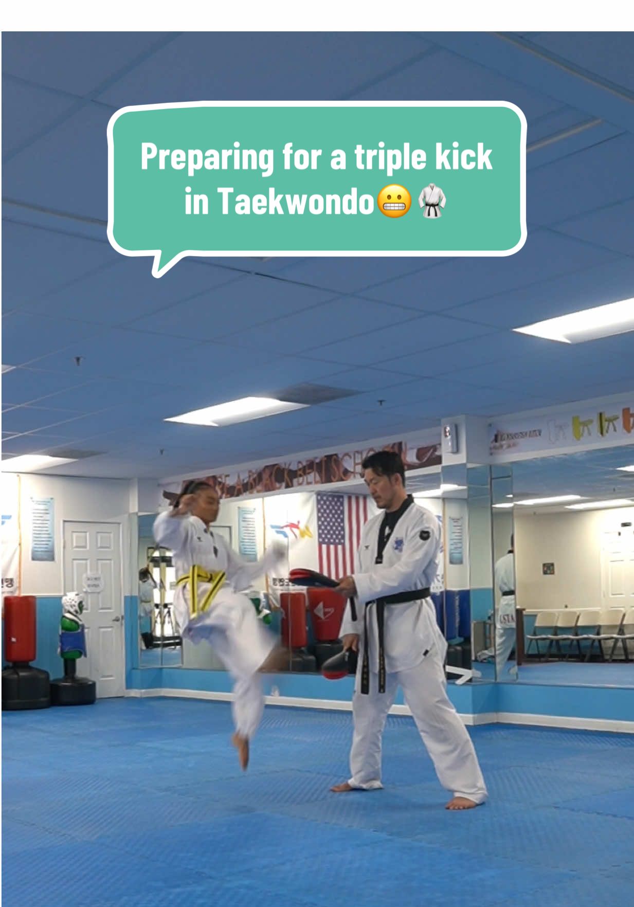 Mind you, I had no idea we were preparing for a new skill😬🥋 @U.S. Taekwondo Academy #foryou 
