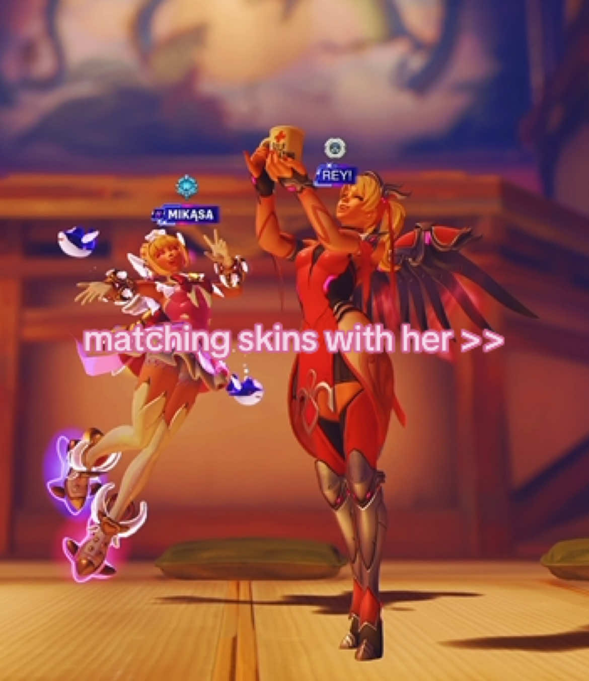 i love herr  @mikąsa ♡⃛ ────୨ৎ──── #اوفرواتش #fyp #mercy #mercymain #overwatch #pinkmercy #ow2 #ow #owclips #juno #duo #matchingskins 