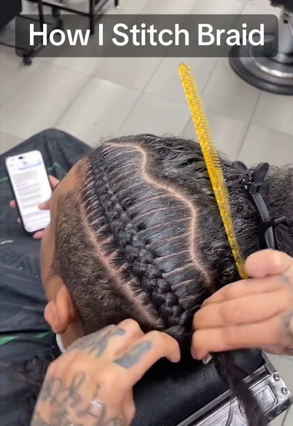 Do you stitch braid with a comb, your nails or both? #fyp #hairtok #tutorial #hairtutorial #braids #braidstyles #austintx 