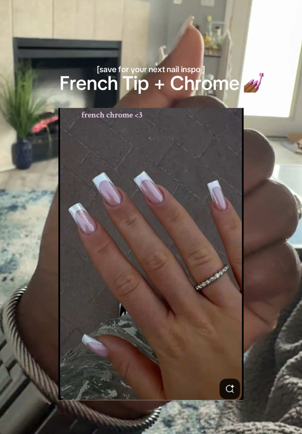 French tips but make it that girl with a chrome finish  #NailTok #FrenchTipNail #ChromeNails #NailInspo #fyp #viral #foryourpage  #nails #frenchtipnails 