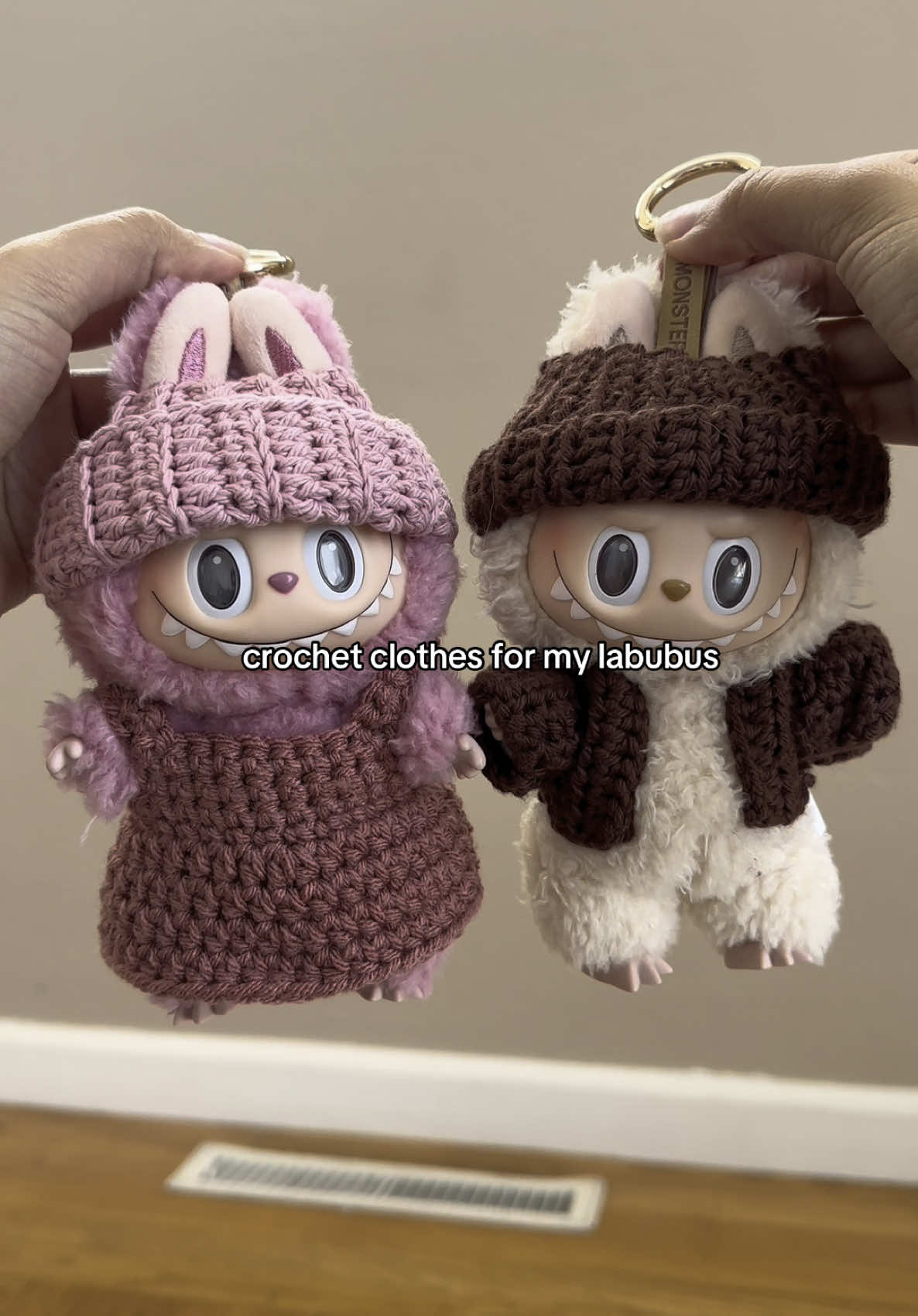 Obsessed with making outfits for my labubu babies #labubucrochet #labubuclothes #labubuoutfit 