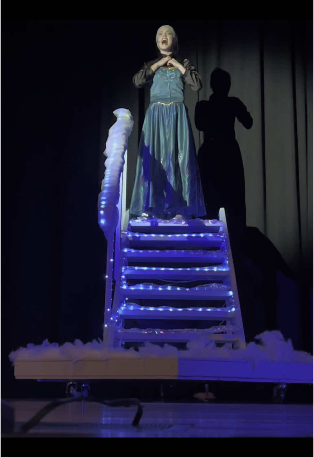 The progression of Elsa’s dress transformation #theatre #elsa #frozen #musicals #dramaclub #fyp #abc 