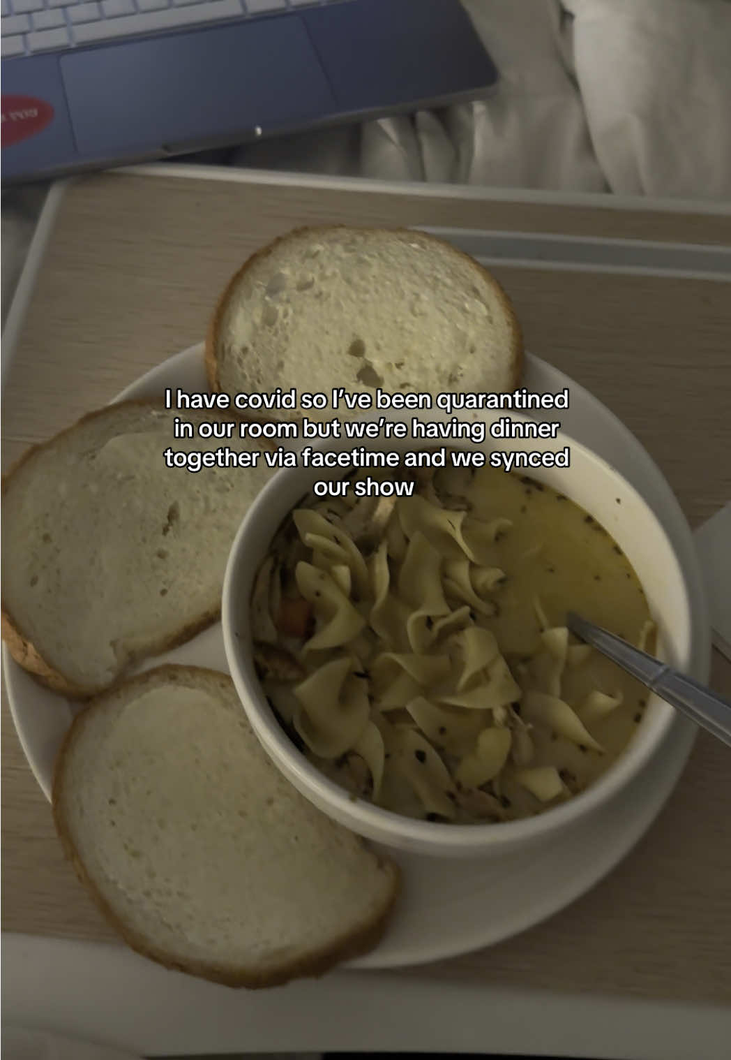 we love watching tv at night together so we found a way to still do it 🥹  #couple #couplegoals #foryou #marriedlife #marriage #fypage #husbandwife #husband #fyp #thechosen #sick #covid #for #husbandgoals #explore 