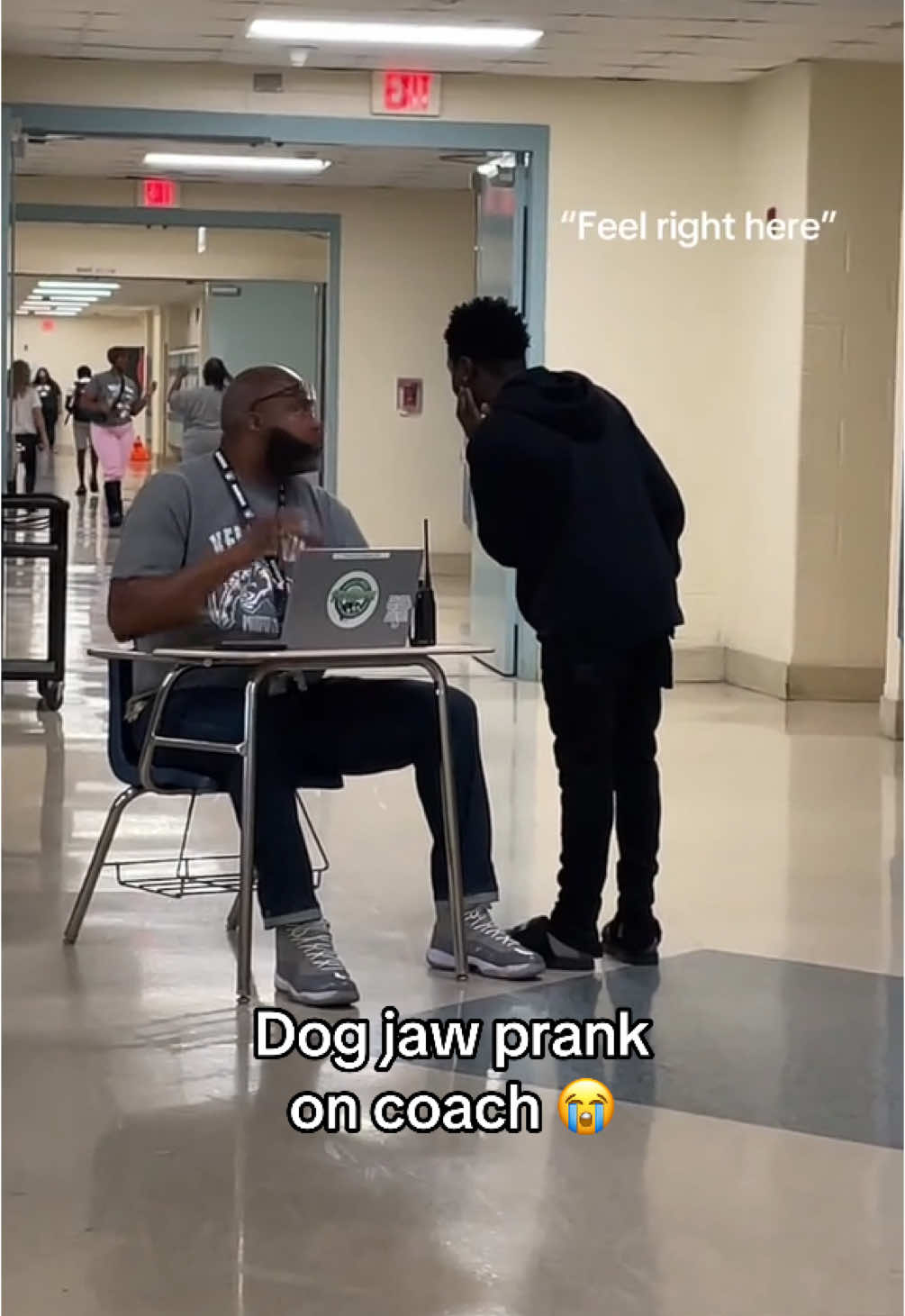 Bro knew he was cooked 😭😂 (@McKala Brooke 👑) #school #prank #coach #dogjaw #student 